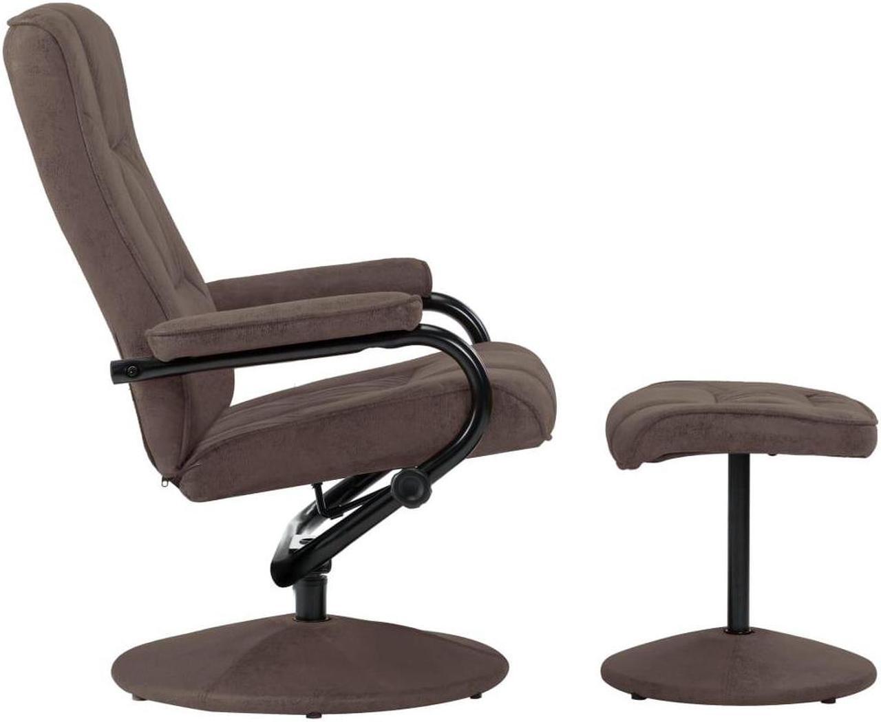 Alt view image 12 of 15 - vidaXL Recliner Swivel Recliner Armchair with Footrest Brown Faux Suede Leather