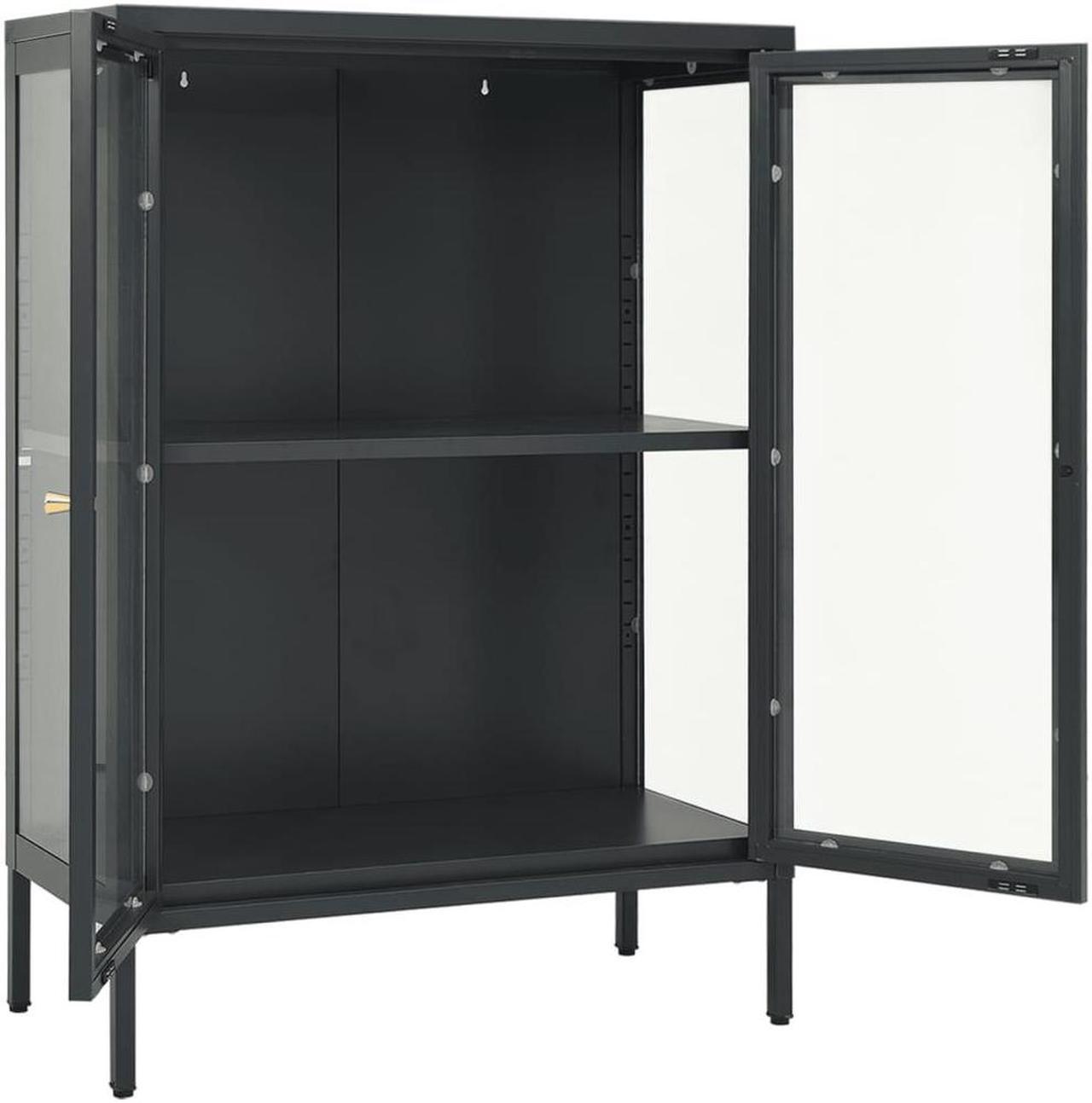 Alt view image 6 of 18 - vidaXL Sideboard Industrial Storage Cabinet with Handle Black Metal and Glass