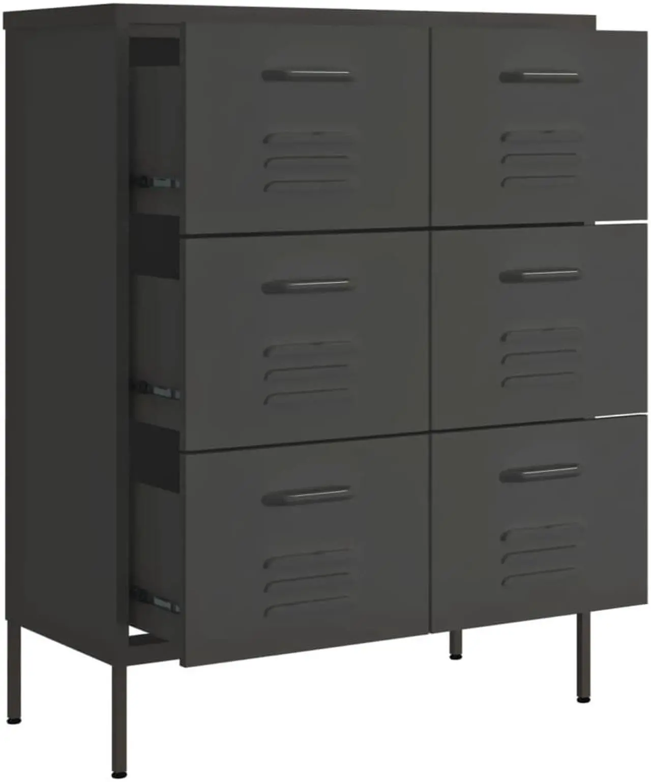 Alt view image 6 of 17 - vidaXL Drawer Cabinet File Cabinet Freestanding Storage Cabinet Black Steel