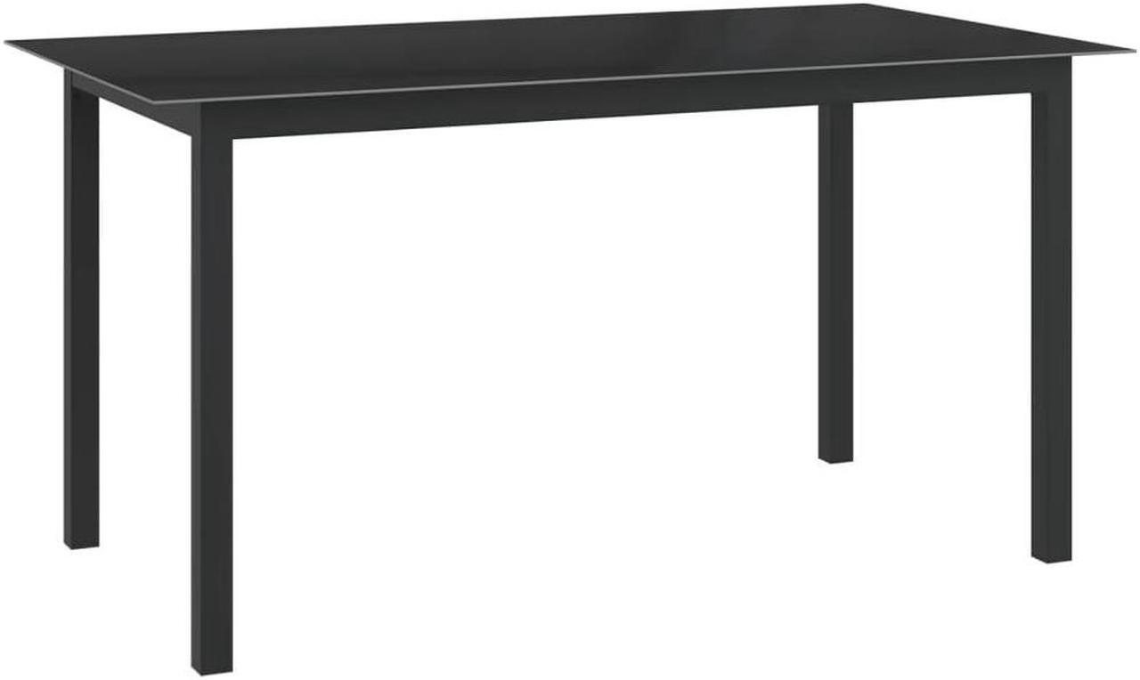 Alt view image 9 of 13 - vidaXL Patio Table Outdoor Dining Table with Glass Top Black Aluminum and Glass
