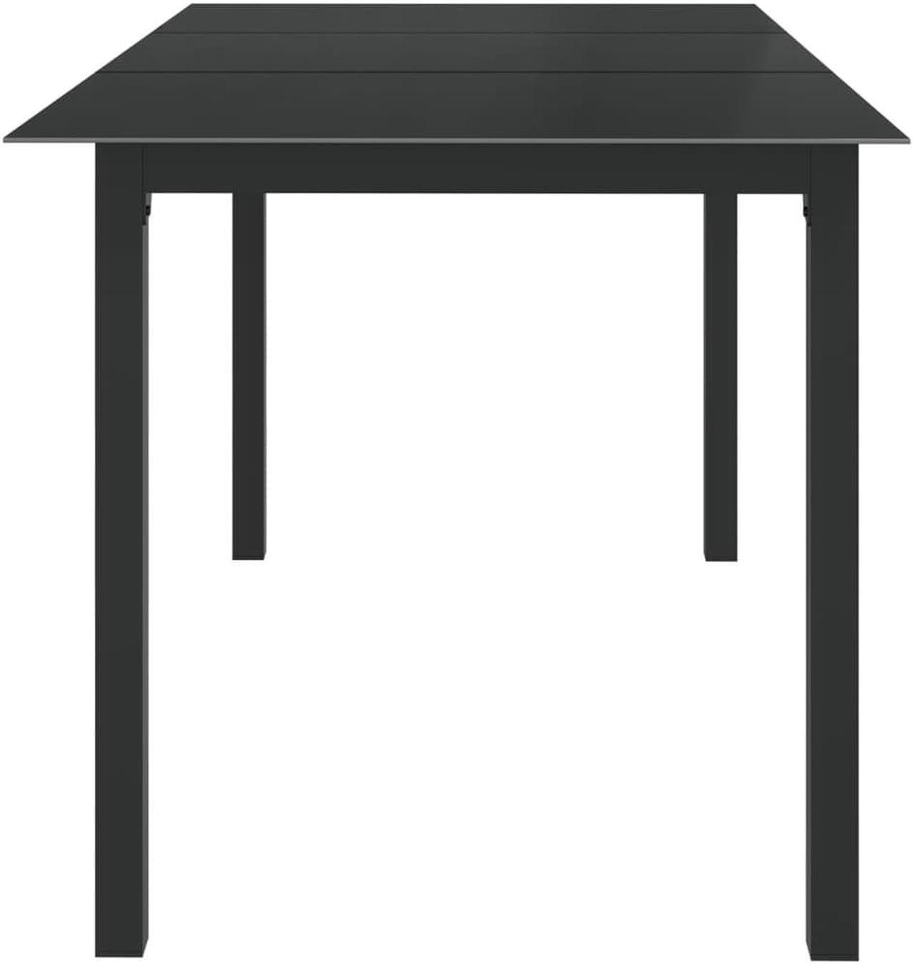 Alt view image 10 of 13 - vidaXL Patio Table Outdoor Dining Table with Glass Top Black Aluminum and Glass