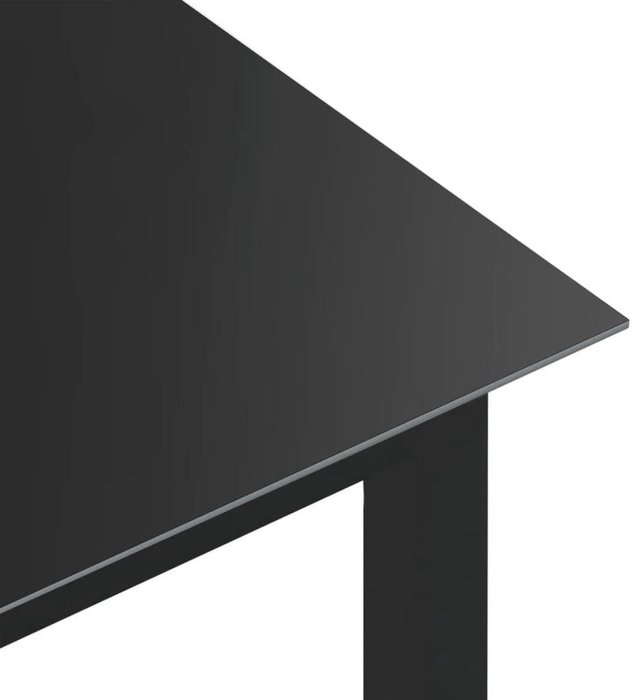 Alt view image 11 of 13 - vidaXL Patio Table Outdoor Dining Table with Glass Top Black Aluminum and Glass