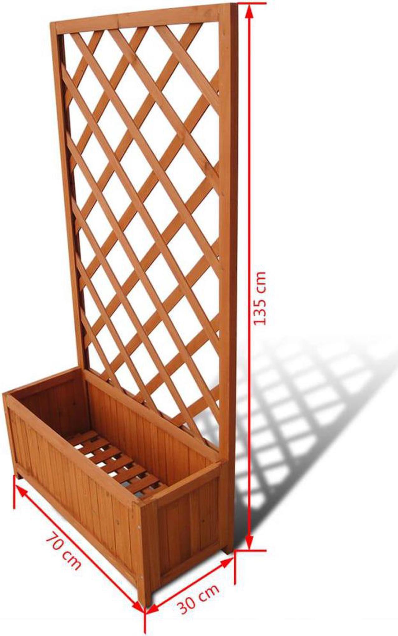 Alt view image 10 of 13 - vidaXL Planter Raised Flower Bed Trellis Patio Raised Bed Brown Solid Wood