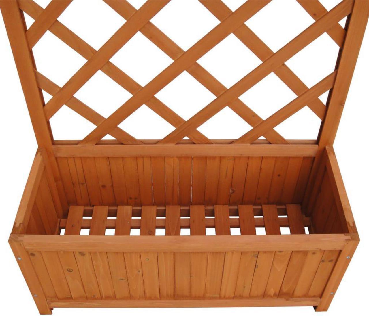 Alt view image 13 of 13 - vidaXL Planter Raised Flower Bed Trellis Patio Raised Bed Brown Solid Wood