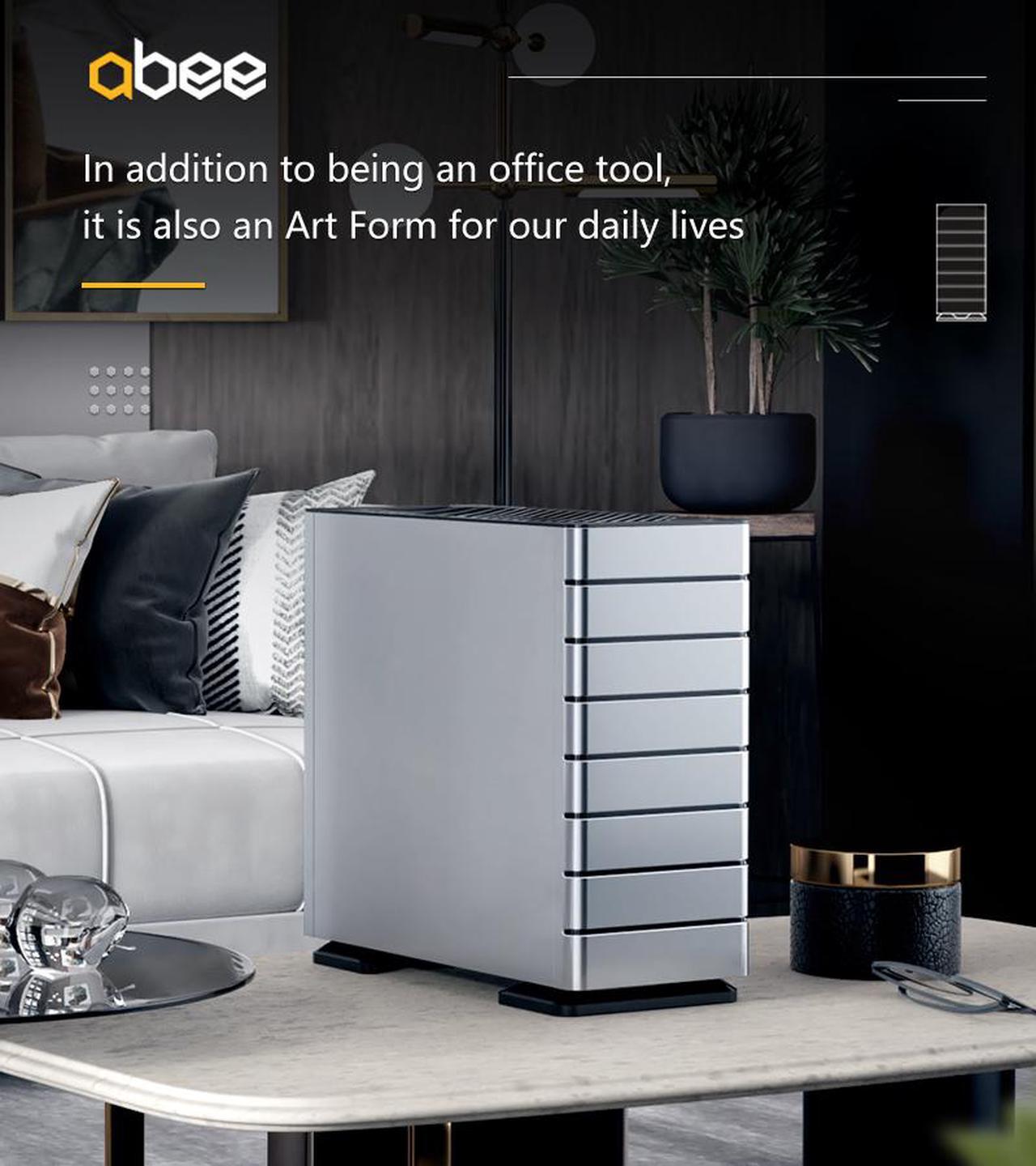 Alt view image 7 of 7 - ABEE SMART EM30 SILVER ATX Mid-Tower Aluminum Computer Case w/ Compact Size, Aluminum Frame & All Panels, 3D High-Gloss Front Panel, Unique CNC Groove Shape of Aluminum Top Cover, CNC Aluminum Base