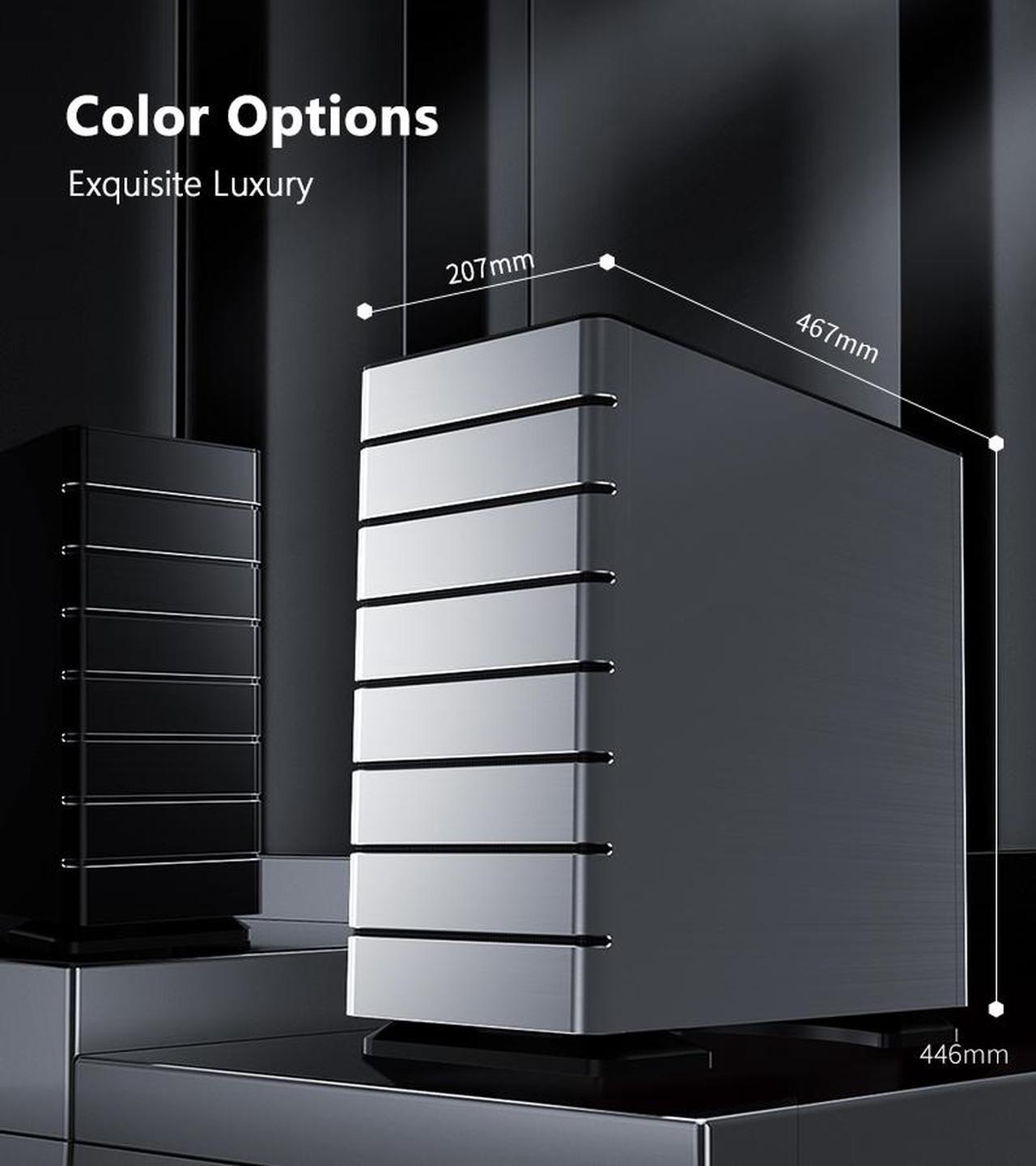 Alt view image 6 of 7 - ABEE SMART EM30 SILVER ATX Mid-Tower Aluminum Computer Case w/ Compact Size, Aluminum Frame & All Panels, 3D High-Gloss Front Panel, Unique CNC Groove Shape of Aluminum Top Cover, CNC Aluminum Base