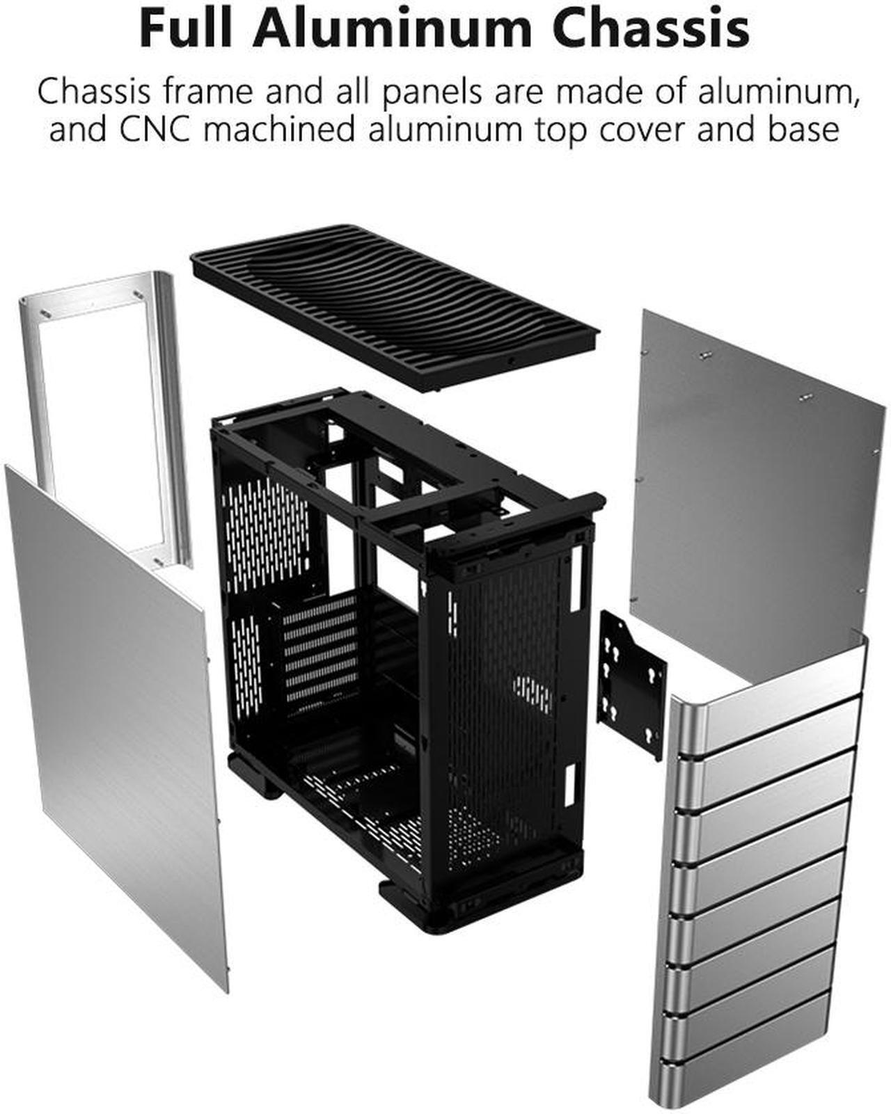 Alt view image 2 of 7 - ABEE SMART EM30 SILVER ATX Mid-Tower Aluminum Computer Case w/ Compact Size, Aluminum Frame & All Panels, 3D High-Gloss Front Panel, Unique CNC Groove Shape of Aluminum Top Cover, CNC Aluminum Base