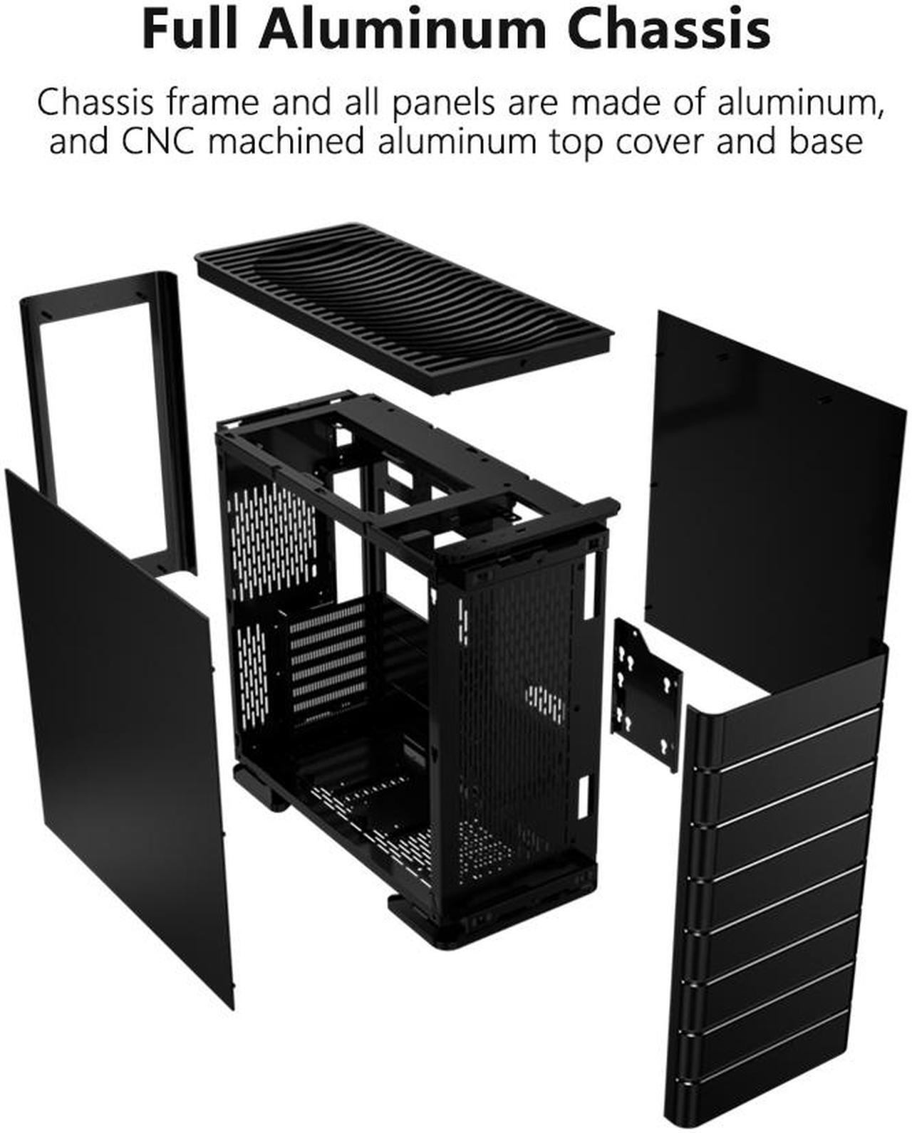 Alt view image 2 of 7 - ABEE SMART EM30 BLACK ATX Mid-Tower Aluminum Computer Case w/ Compact Size, Aluminum Frame & All Panels, 3D High-Gloss Front Panel, Unique CNC Groove Shape of Aluminum Top Cover, CNC Aluminum Base