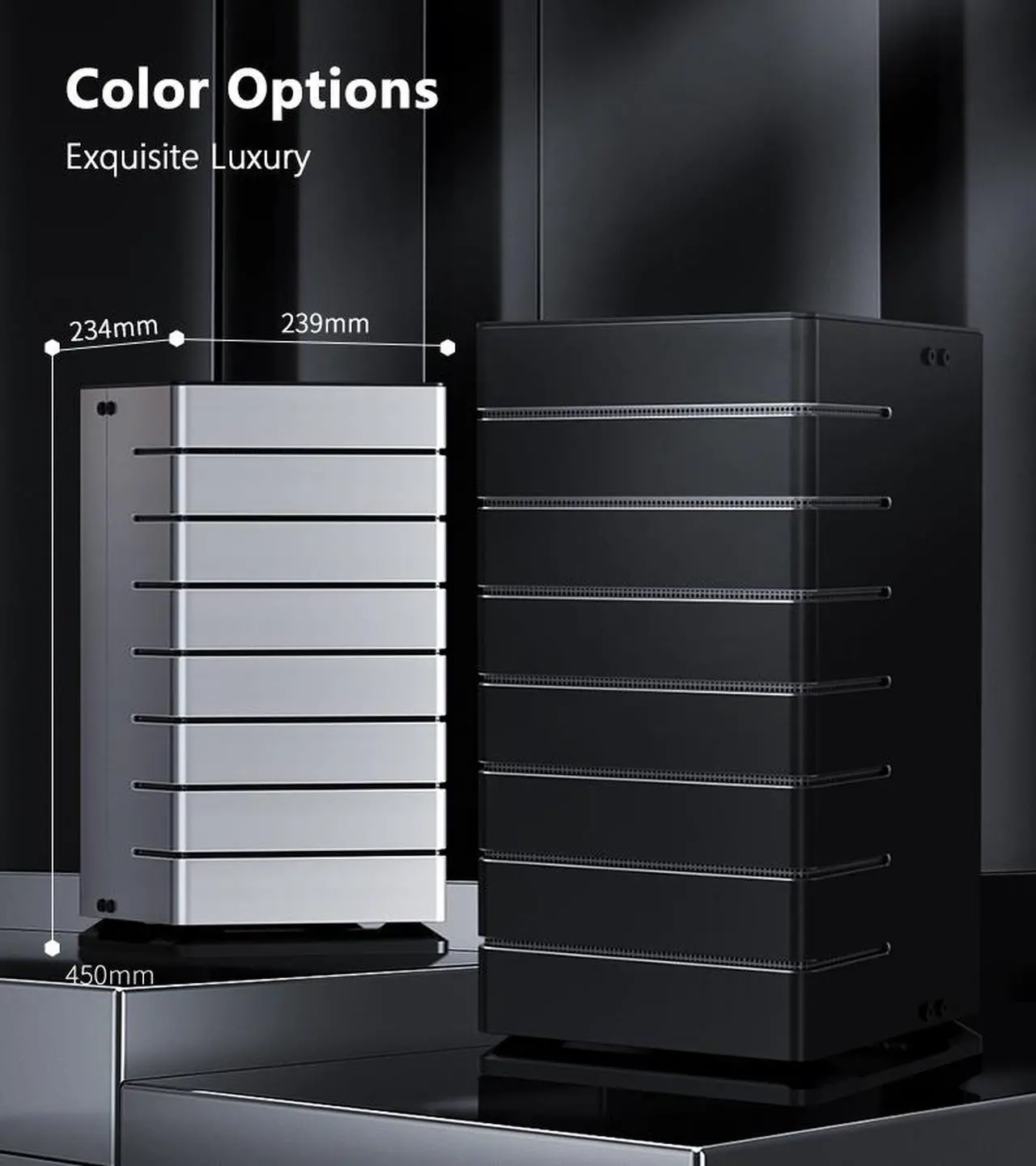 Alt view image 6 of 7 - ABEE AS Enclosure RS07 SILVER Mini-ITX Aluminum Computer Case w/ Aluminum Frame, 3D High-Gloss Front Panel, Unique CNC Groove Shape of Aluminum Top Cover, CNC Aluminum Base, ATX/SFX/SFX-L PSU Support