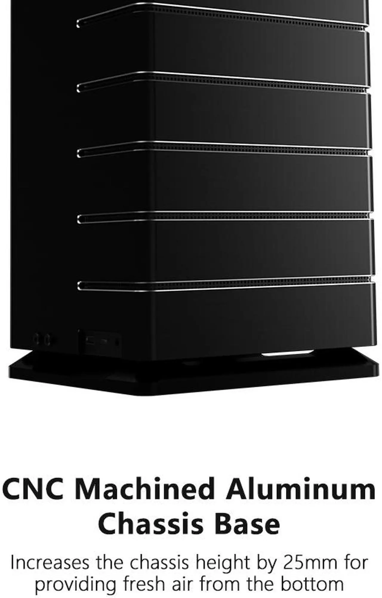 Alt view image 5 of 7 - ABEE AS Enclosure RS07 BLACK Mini-ITX Aluminum Computer Case w/ Aluminum Frame, 3D High-Gloss Front Panel, Unique CNC Groove Shape of Aluminum Top Cover, CNC Aluminum Base, ATX/SFX/SFX-L PSU Support