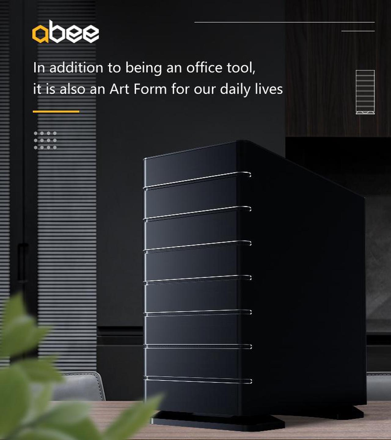 Alt view image 7 of 7 - ABEE SMART EM30 BLACK ATX Mid-Tower Aluminum Computer Case w/ Compact Size, Aluminum Frame & All Panels, 3D High-Gloss Front Panel, Unique CNC Groove Shape of Aluminum Top Cover, CNC Aluminum Base