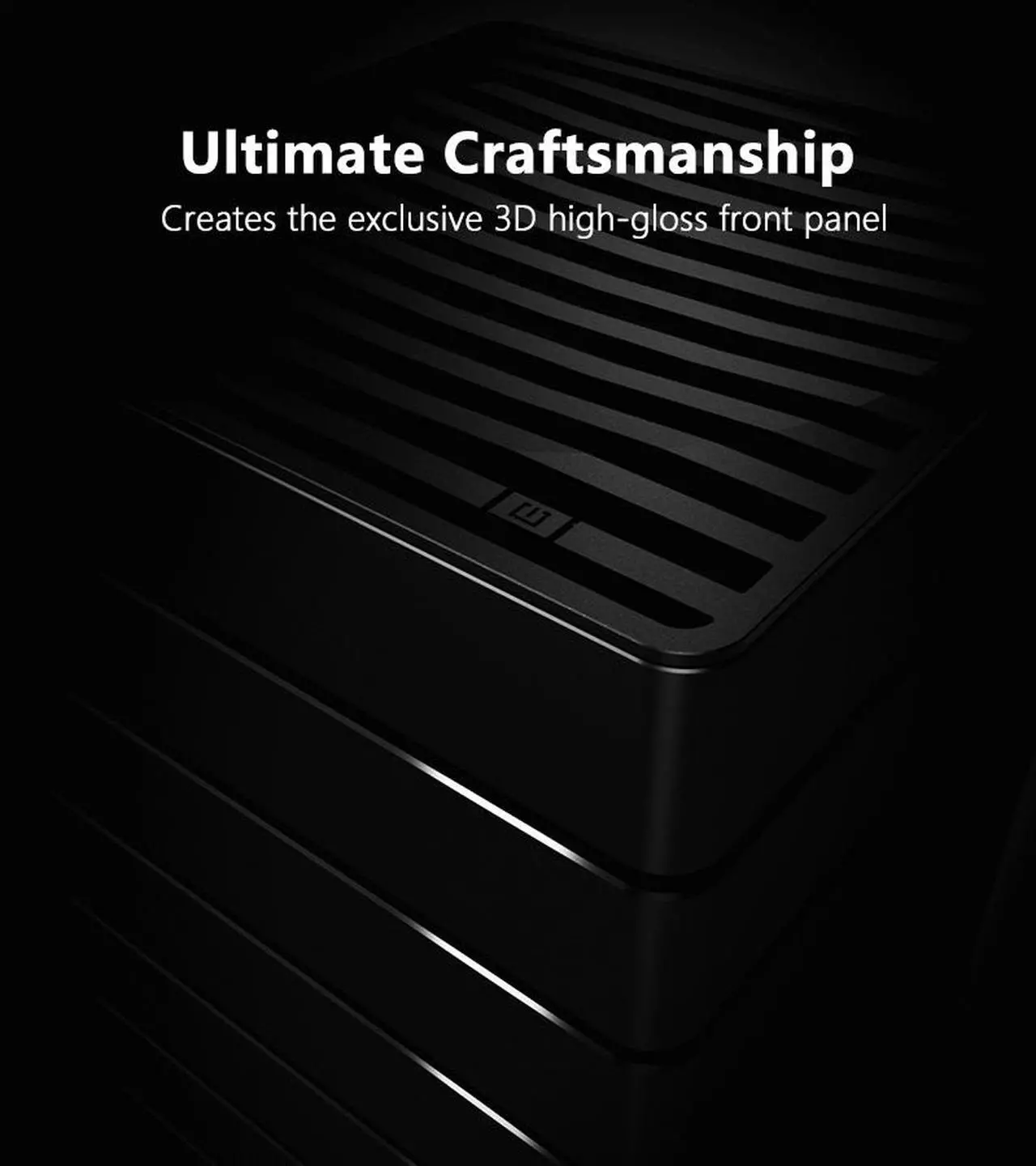 Alt view image 3 of 7 - ABEE AS Enclosure RS07 BLACK Mini-ITX Aluminum Computer Case w/ Aluminum Frame, 3D High-Gloss Front Panel, Unique CNC Groove Shape of Aluminum Top Cover, CNC Aluminum Base, ATX/SFX/SFX-L PSU Support
