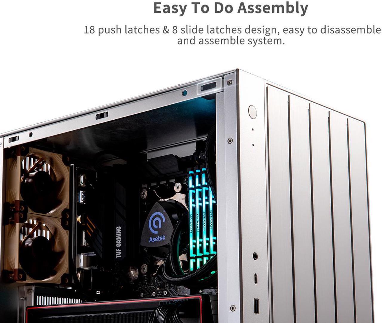 Alt view image 6 of 7 - ABEE AS Enclosure W1 SILVER Micro ATX Aluminum Computer Case w/ Aluminum Frame, Compact Size, Dual-chamber Internal Layout, Aluminum Feet, Interchangeable Panel, Support 240mm Radiator & SFX/SFX-L PSU