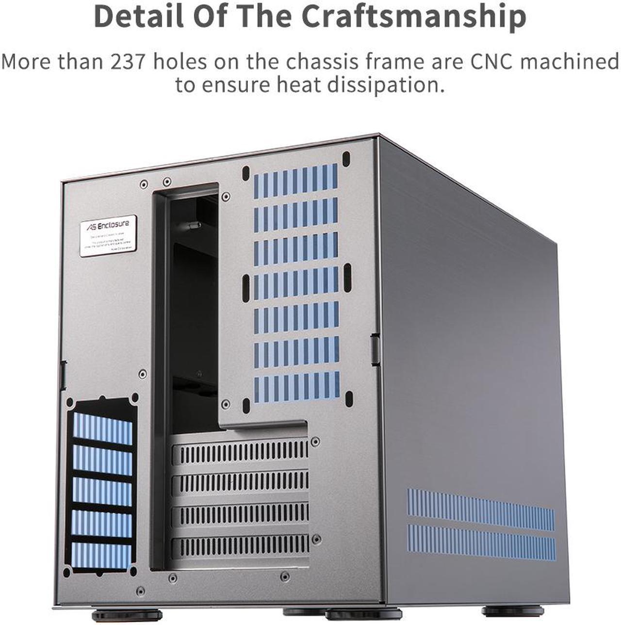 Alt view image 4 of 7 - ABEE AS Enclosure W1 SILVER Micro ATX Aluminum Computer Case w/ Aluminum Frame, Compact Size, Dual-chamber Internal Layout, Aluminum Feet, Interchangeable Panel, Support 240mm Radiator & SFX/SFX-L PSU