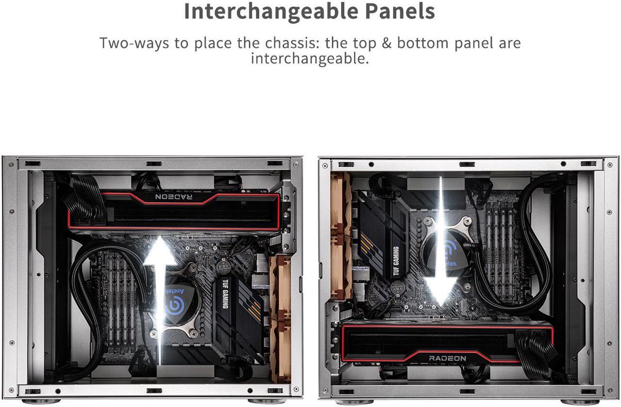 Alt view image 7 of 7 - ABEE AS Enclosure W1 SILVER Micro ATX Aluminum Computer Case w/ Aluminum Frame, Compact Size, Dual-chamber Internal Layout, Aluminum Feet, Interchangeable Panel, Support 240mm Radiator & SFX/SFX-L PSU