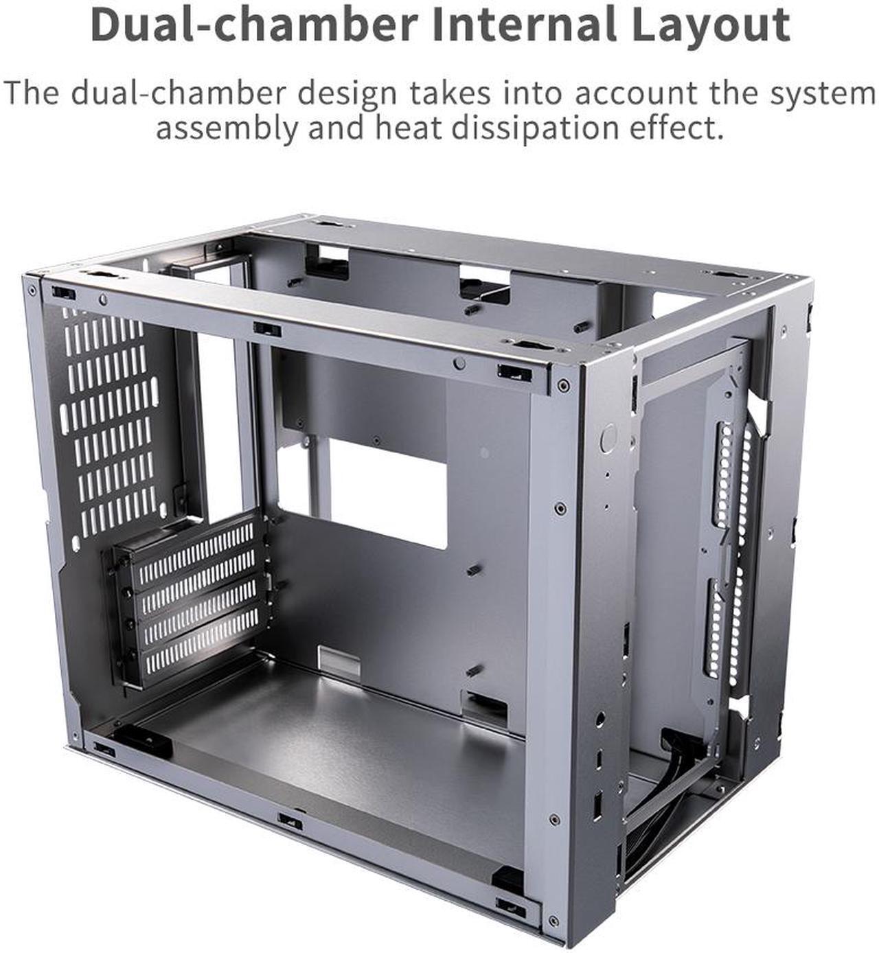 Alt view image 2 of 7 - ABEE AS Enclosure W1 SILVER Micro ATX Aluminum Computer Case w/ Aluminum Frame, Compact Size, Dual-chamber Internal Layout, Aluminum Feet, Interchangeable Panel, Support 240mm Radiator & SFX/SFX-L PSU