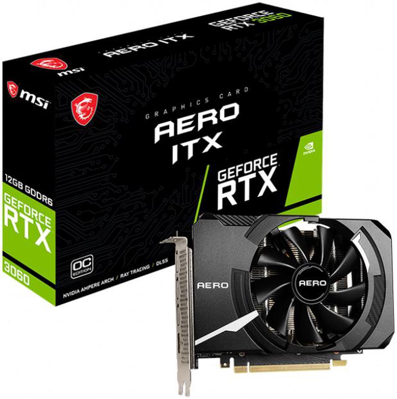 Main image of MSI Gaming GeForce RTX 3060 12GB 15 Gbps GDRR6 192-Bit HDMI/DP PCIe 4 Single Fan Ampere OC Graphics Card(RTX 3060 AERO ITX 12G OC LHR)