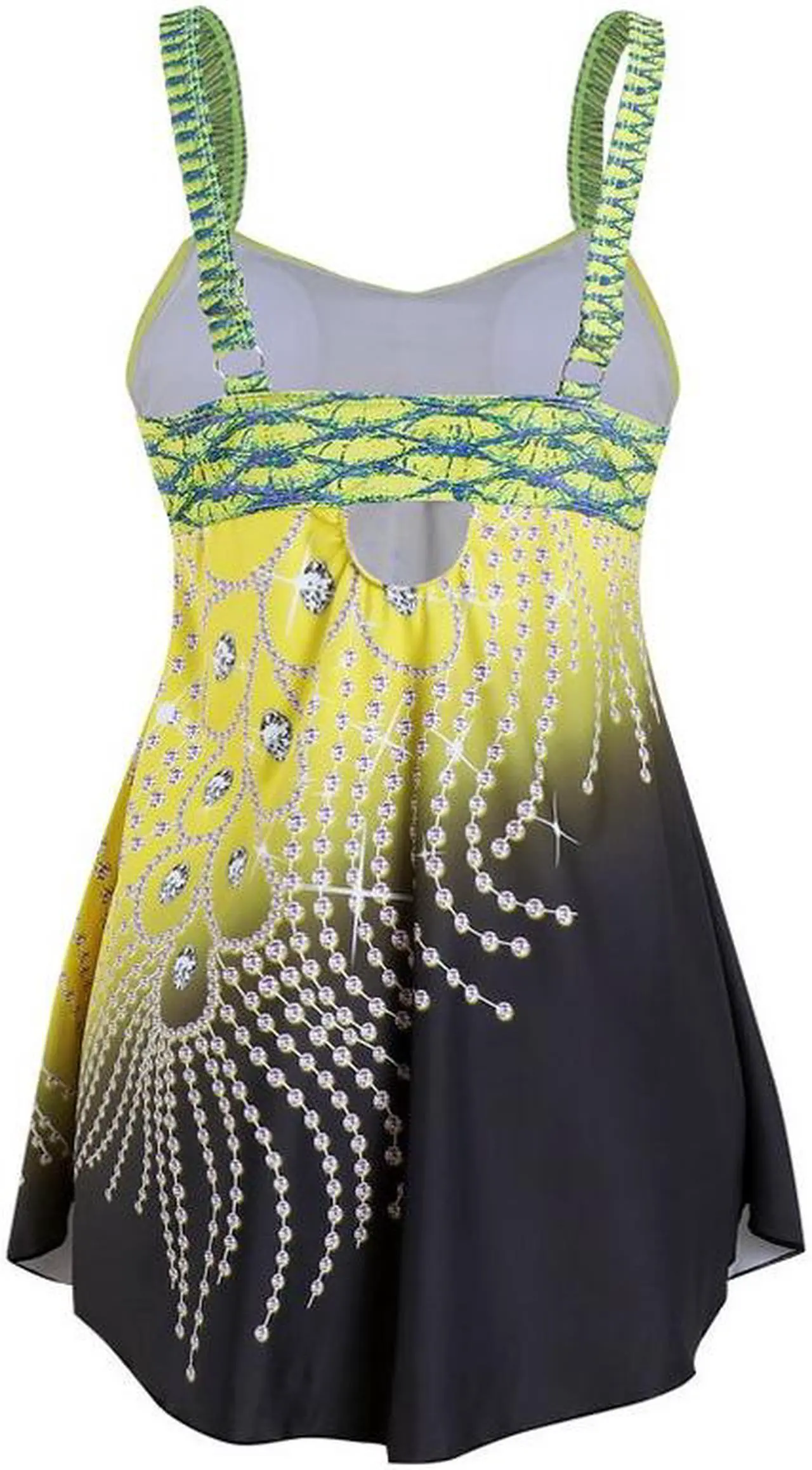 Alt view image 4 of 5 - 2 Piece Swim Dress with padded bra – Yellow Swimsuit with black swim bottoms – Yellow–setQ