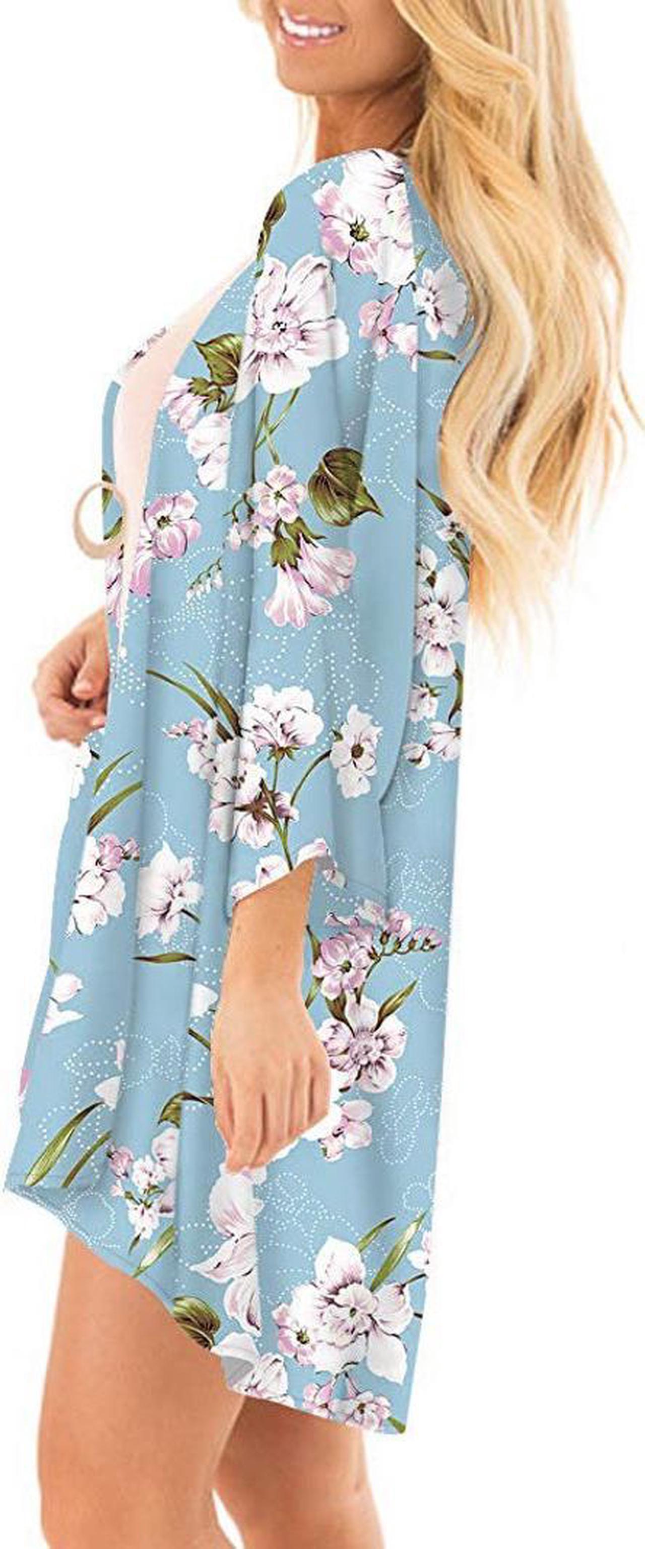 Alt view image 4 of 7 - Women’s Print Sheer Flowy Summer Chiffon Loose Casual Kimono Cardigan Cape Cover Up – LPD8968
