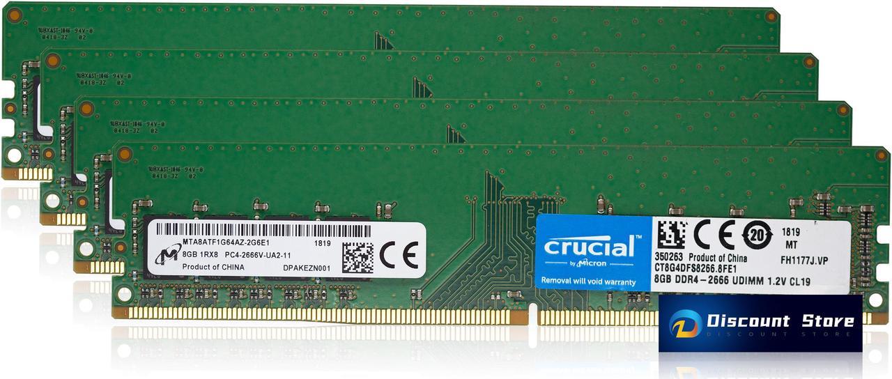 Crucial 32GB (4 x 8GB) PC4-21300 (DDR4-2666) Memory (CT8G4DFRA266) RAM Desktop Memory