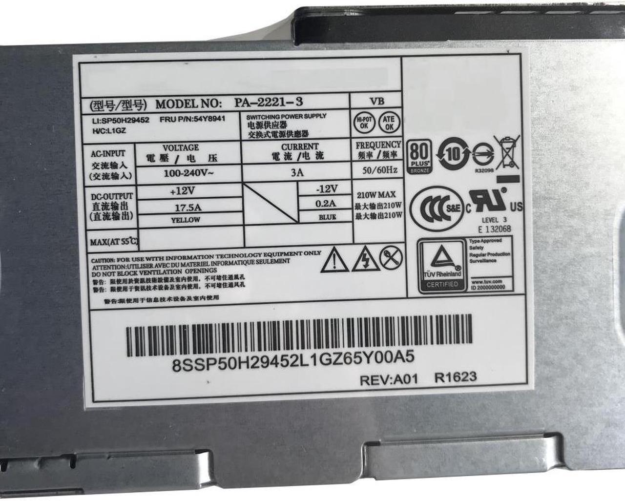 Alt view image 2 of 3 - 54Y8941 PA-2221-3 HK310-71PP FSP210-20TGBAA 210w fuente de alimentación 10pin + 4pin