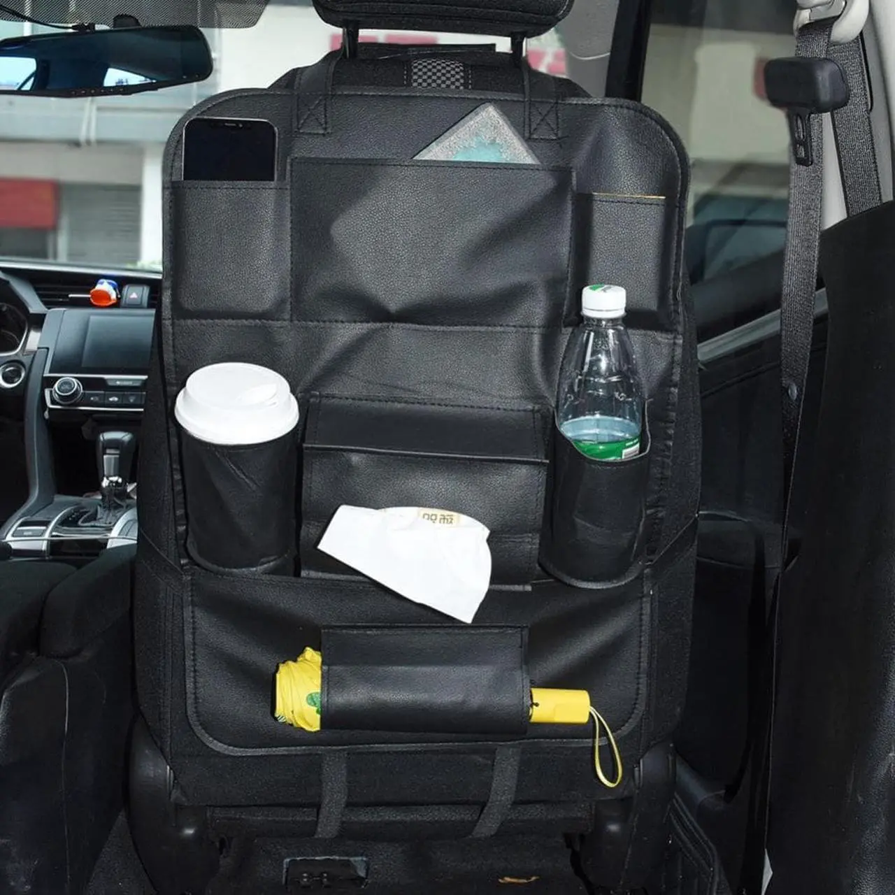 Main image of Organizador para asiento trasero de coche, alfombrillas impermeables y duraderas, bolsa de almacenamiento para asiento trasero, viaje de carretera, elementos esenciales