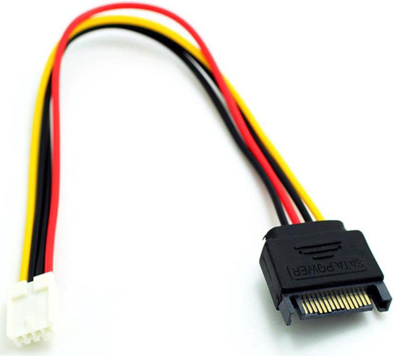 Alt view image 2 of 4 - SATA 15Pin Male to 4Pin Female FDD floppy adapter hard drive power cables 18cm computer power extension cord