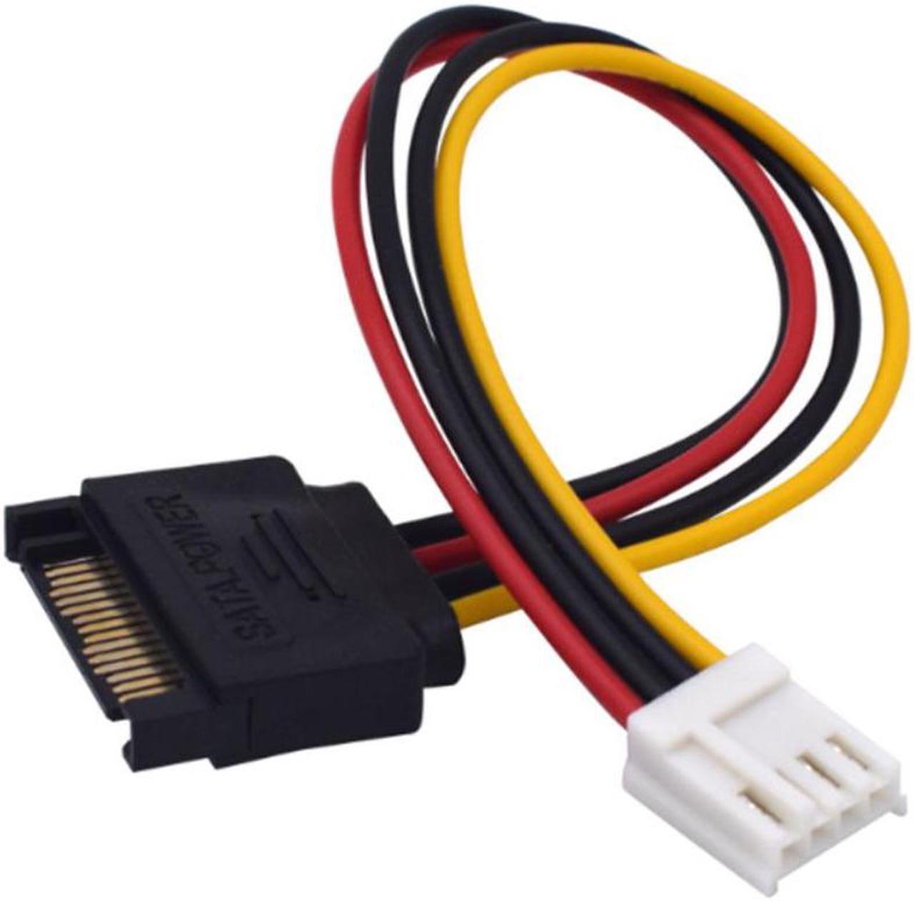 Alt view image 3 of 4 - SATA 15Pin Male to 4Pin Female FDD floppy adapter hard drive power cables 18cm computer power extension cord