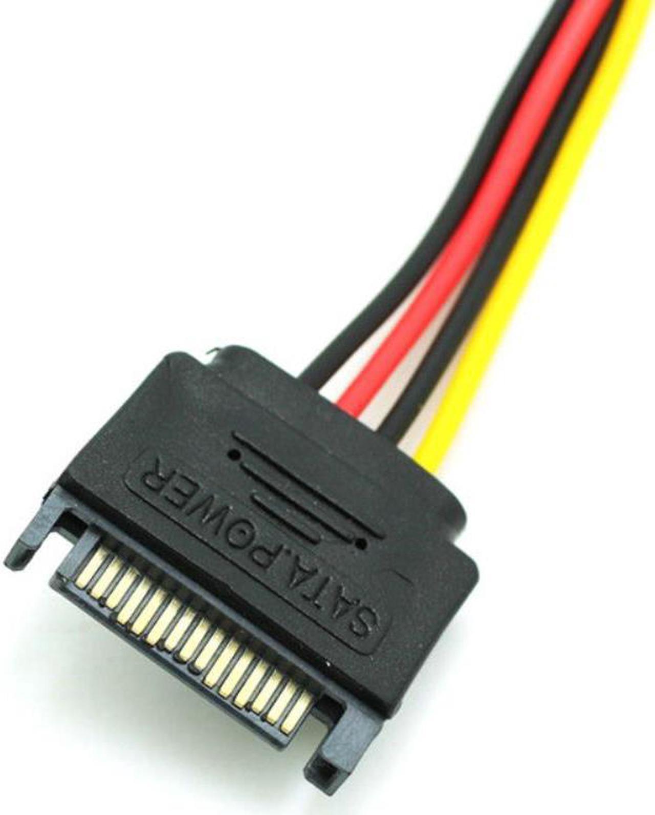 Alt view image 4 of 4 - SATA 15Pin Male to 4Pin Female FDD floppy adapter hard drive power cables 18cm computer power extension cord