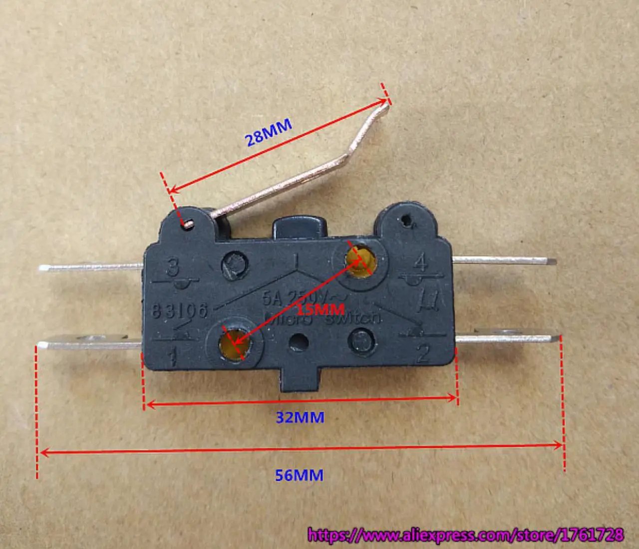 Main image of 10pcs/lot!  83106 limit switch  5A 250V micro switch  ~
