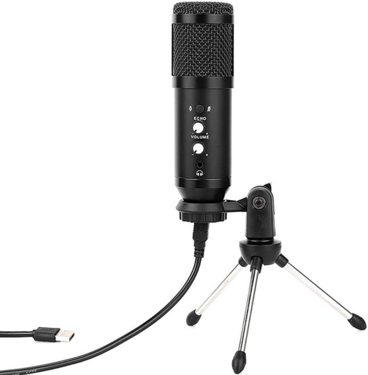 USB Condenser Microphone Set Home Portable Live Broadcast Karaoke Computer Game Wired Microphone With Tripod Black