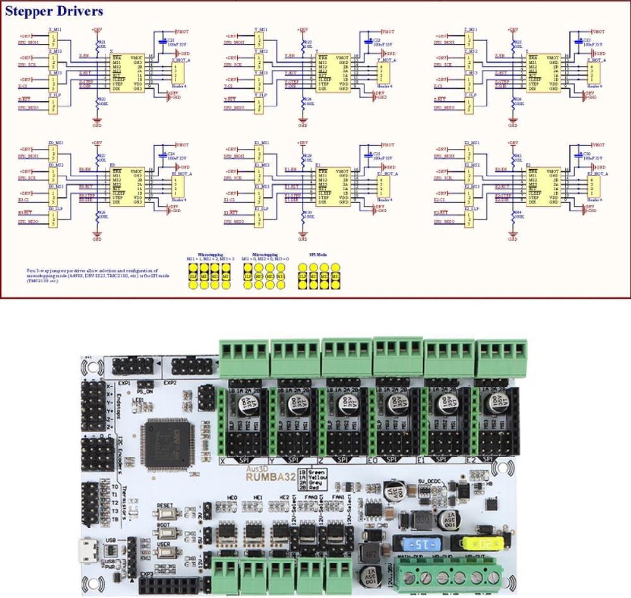 Main image of 3D Printer RUMBA32 Main Control Board Compatible With Marlin 2.0 32-bit Rumba Upgrade Version DIY Supports 6 Motors