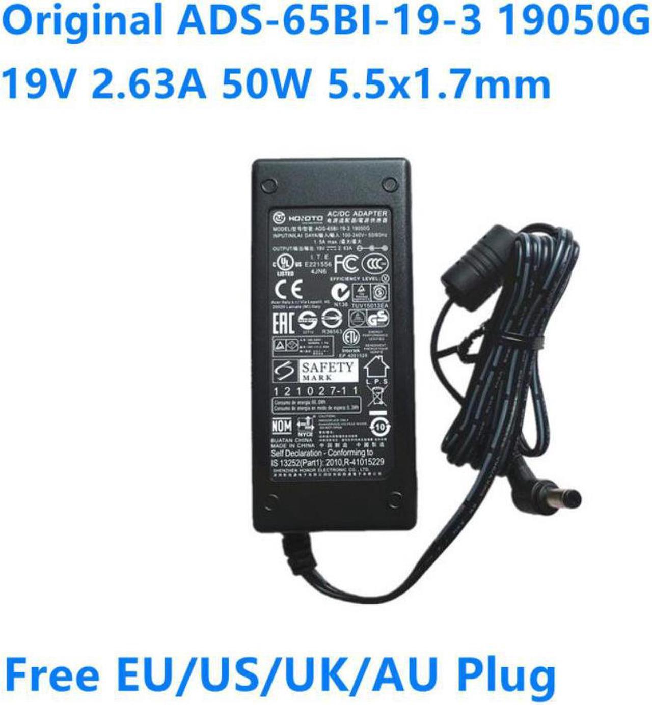 19V 2.63A 50W 5.5x1.7mm ADS-65BI-19-3 Power Supply AC Adapter Charger For APD DA-50F19 ACER  HP 2711X 2511X LED MONITOR