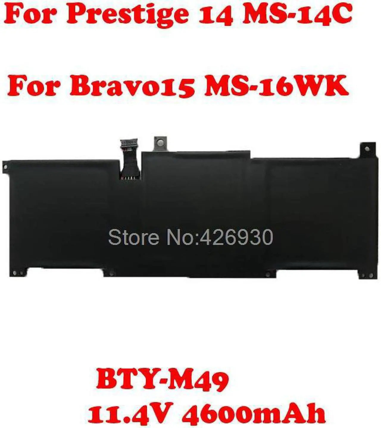 Main image of Laptop  For MSI For Prestige 14 MS-14C MS-14D Hands-On M15 For Bravo15 MS-16WK BTY-M491 11.4V 4600mAh