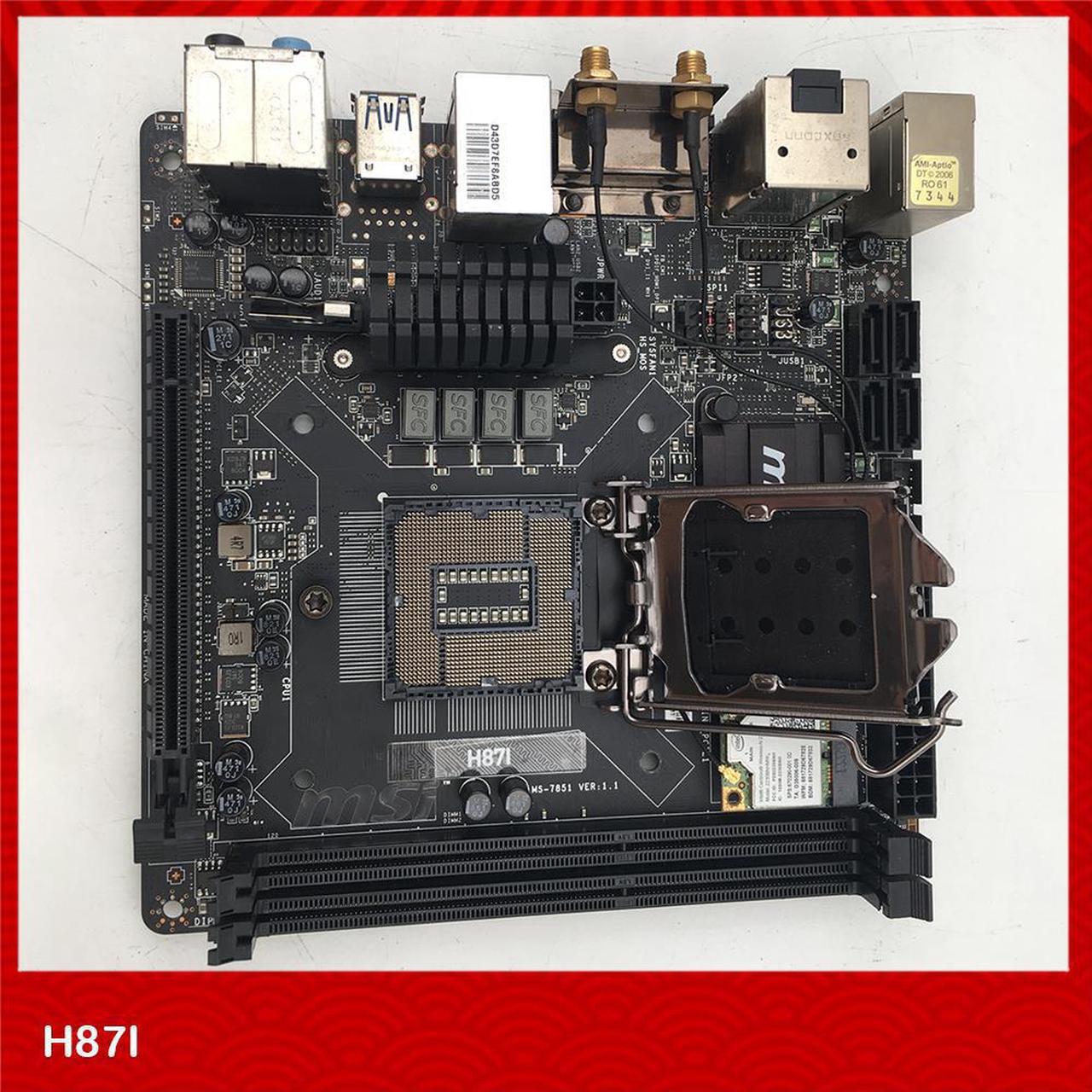 Main image of Desktop Motherboard For Msi H87I MS-7851 LGA1150 DDR3 16GB PCI-E3.0 SATA3 USB2.0/3.0 DVI+DisplayPort M-ITX Fully Tested