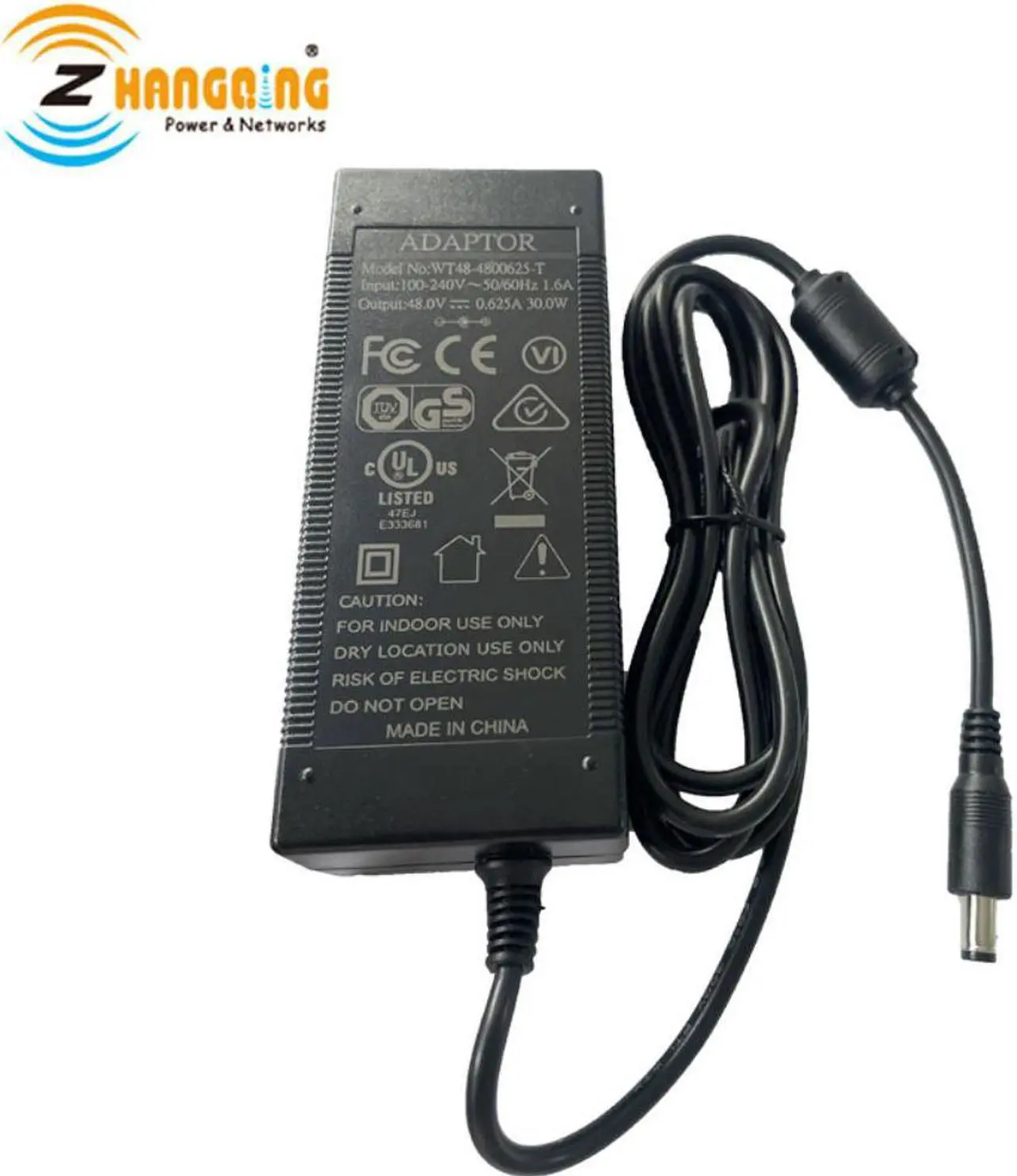 Alt view image 2 of 3 - 48V 30W AC-DC Power Supply Power Adapter DC Plug with Power Cord for PoE Products CCTV network