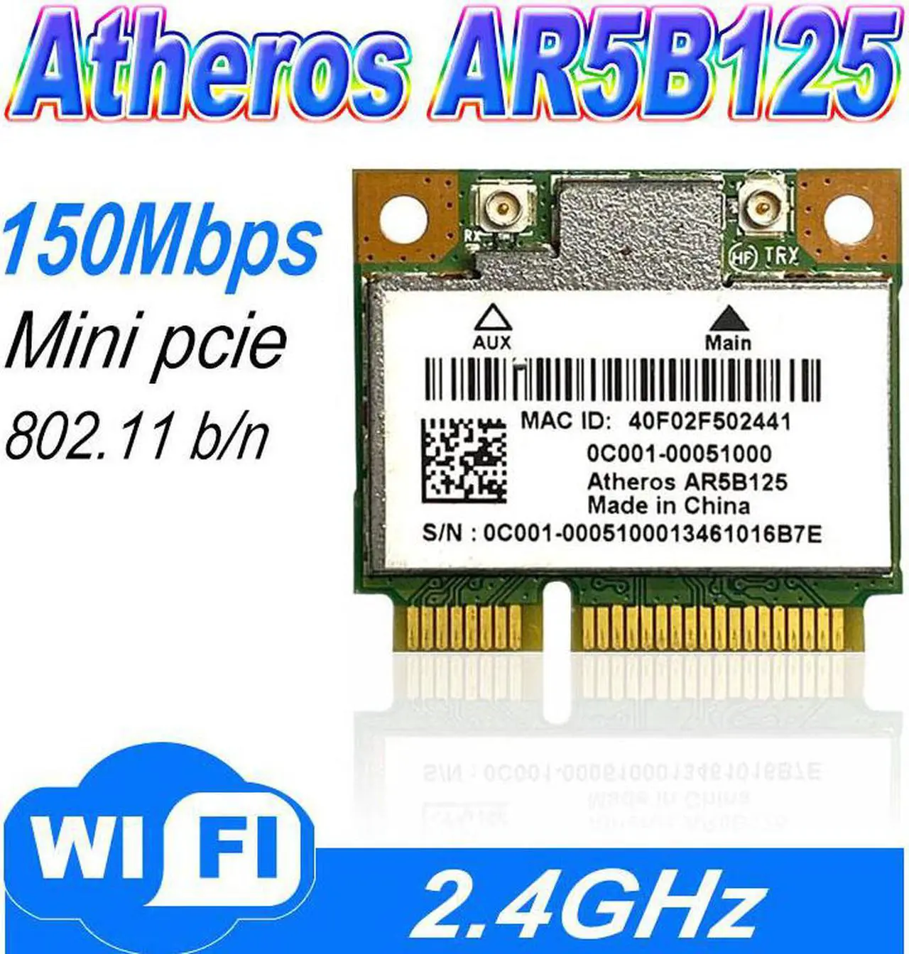 notebook computer Wlan adapter Atheros AR5B125 wireless 802.11n 150Mbps ...