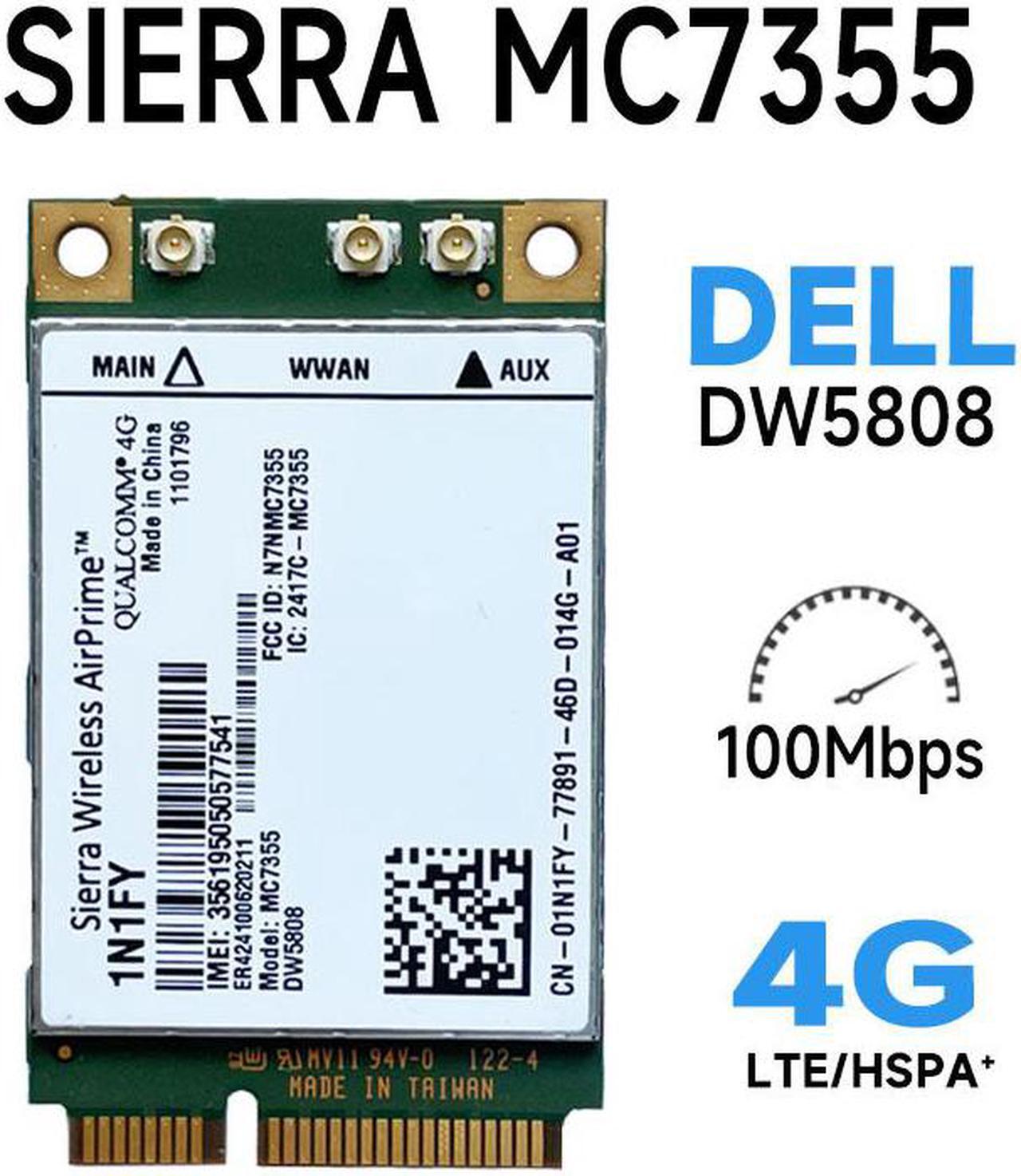 Main image of Wireless Airprime MC7355 PCIe LTE / HSPA + GPS 100Mbps Card 1N1FY DW5808 Sierra 4G Module for Dell 1900/2100/850/70