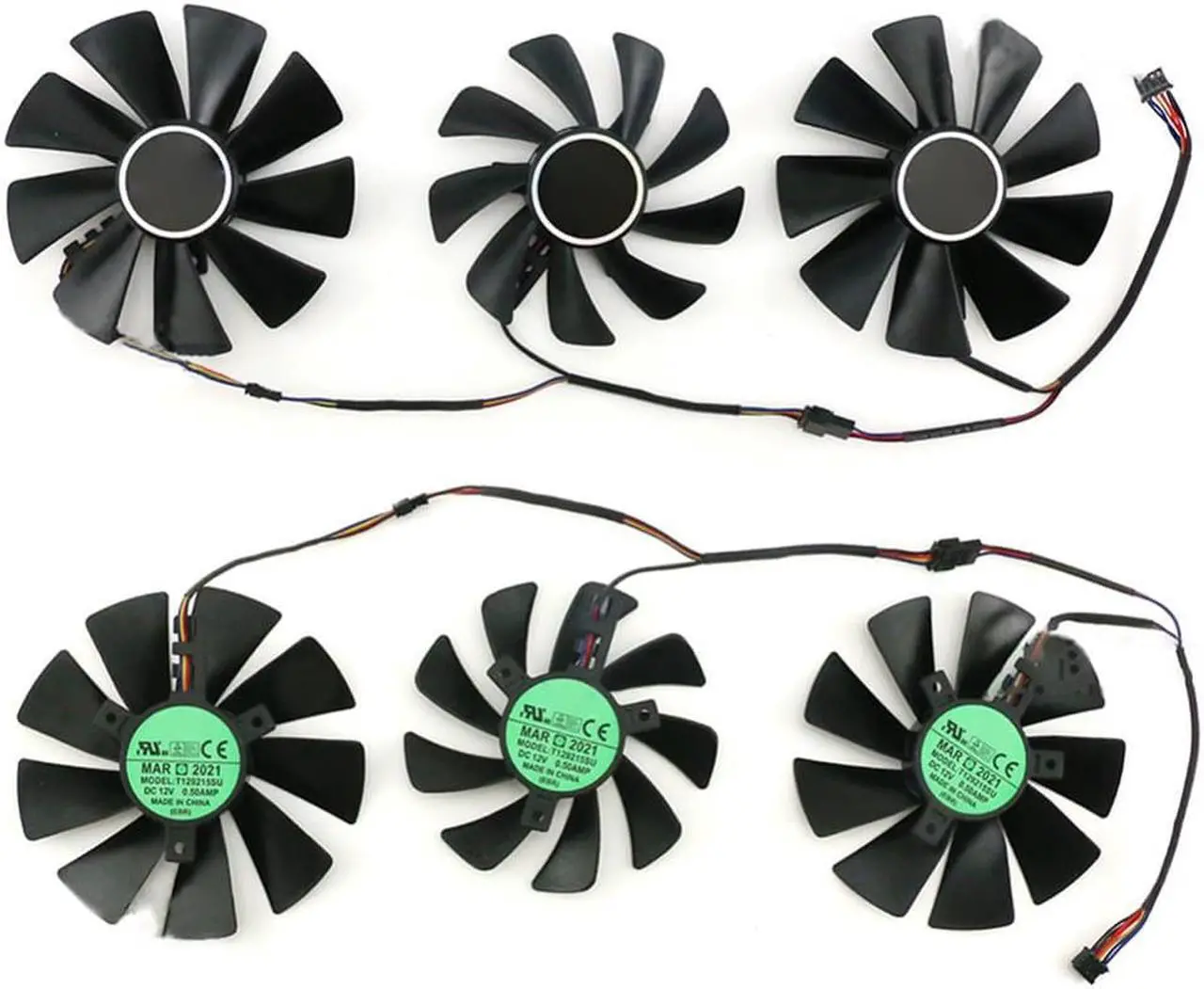 Alt view image 2 of 4 - For POWERCOLOR RX6900XT 6800XT RX6800 6700 Devi Graphics Card Cooling Fan T129215SU