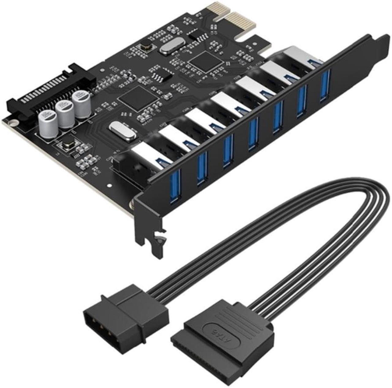 Super Speed 7 Port USB 3.0 PCI-E Express Card With A 15 Pin SATA Power Connector PCIE Adapter