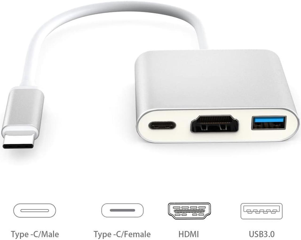 Main image of 4K USBC 3.1 Hub Converter USB C To USB 3.0/HDMI-compatible/TypeC Charger AV Adapter for Macbook/Dell XPS 13/Matebook Laptops