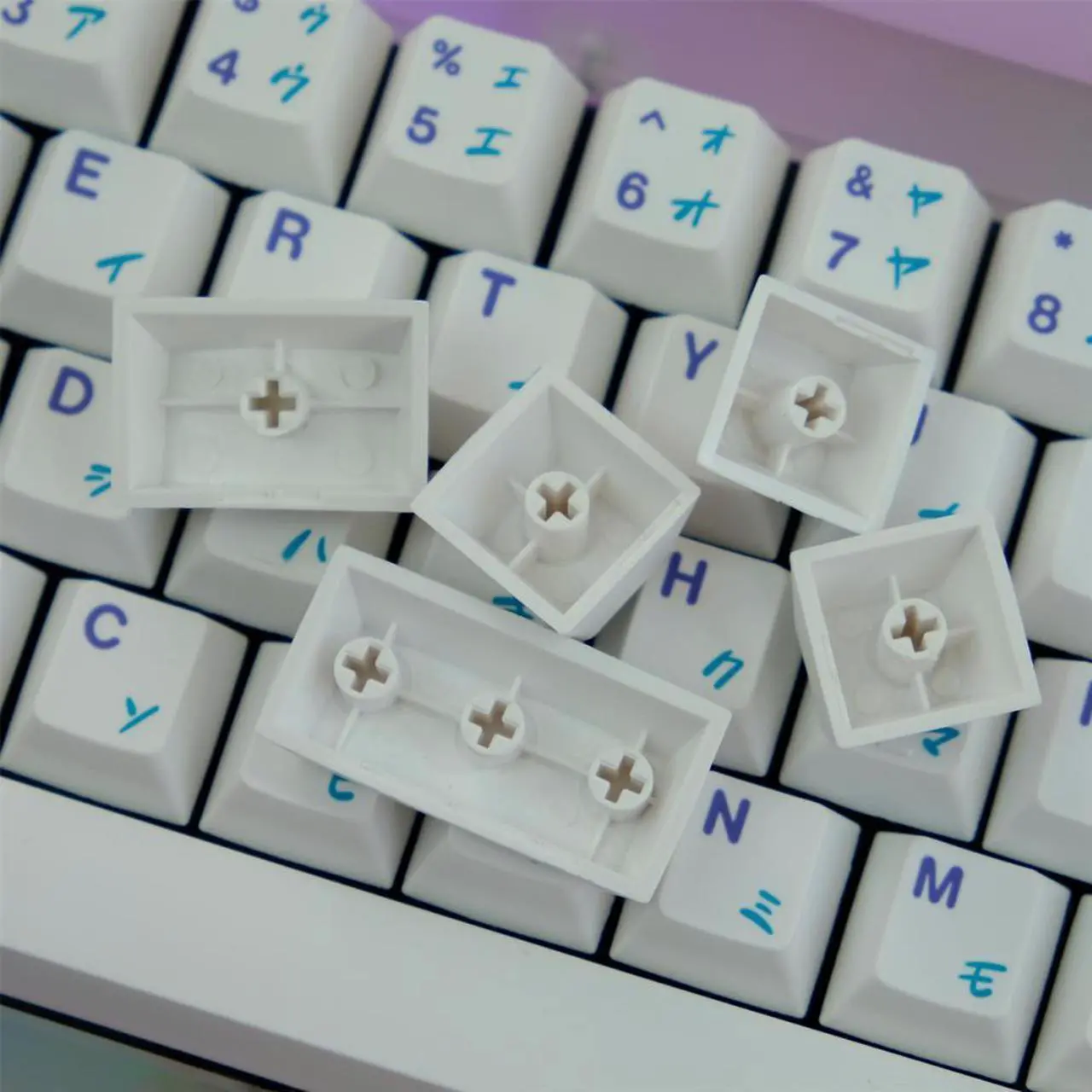 Alt view image 2 of 4 - 129 Keys GMK Inukuma PBT Keycaps Cherry Profile White Japanese Keycap Dye Sublimation  Keycap For MX Switch Mechanical Keyboard