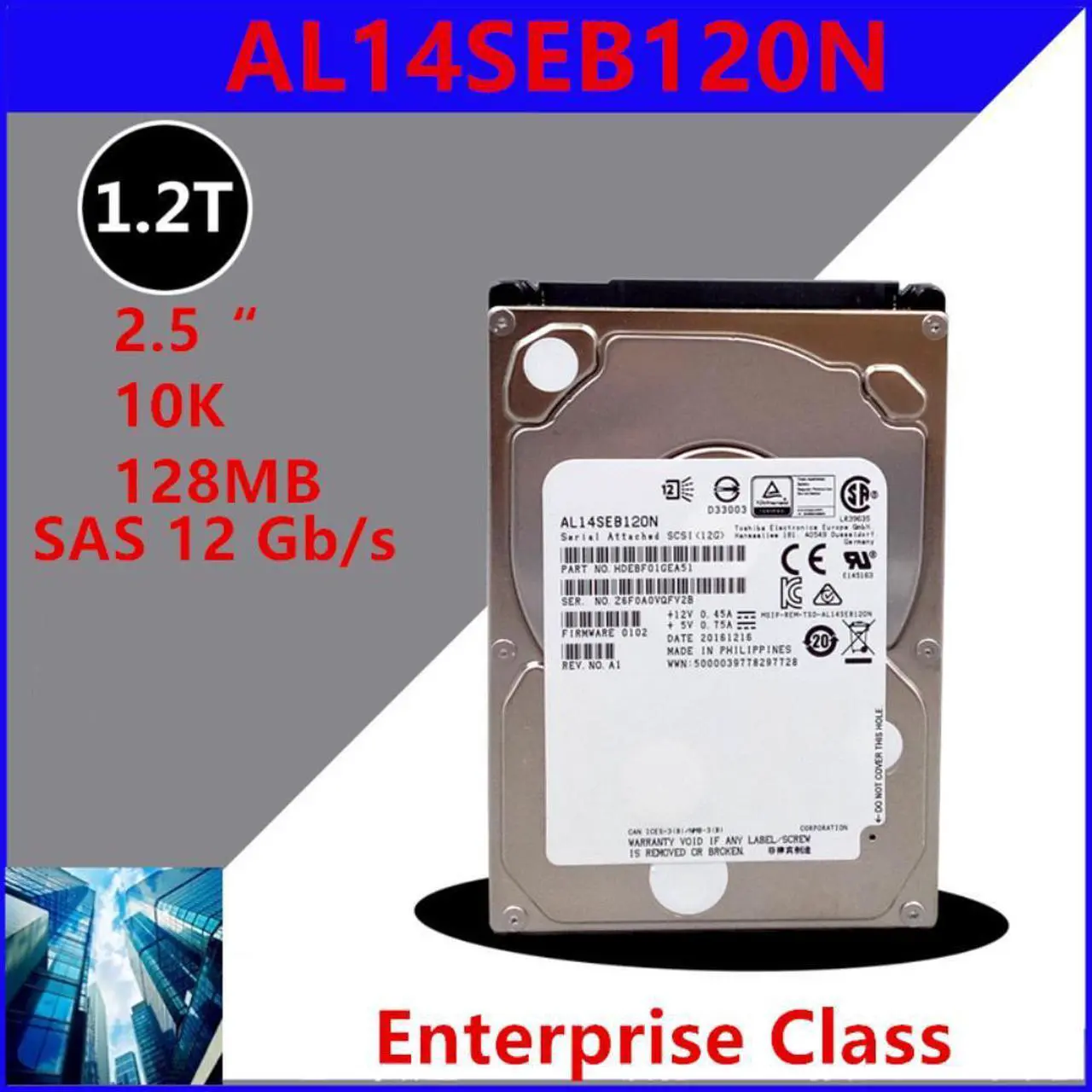 Alt view image 4 of 6 - HDD For Toshiba 1.2TB 2.5" SAS 12 Gb/s 128MB 10000RPM For Internal HDD For Enterprise Class HDD For AL14SEB120N