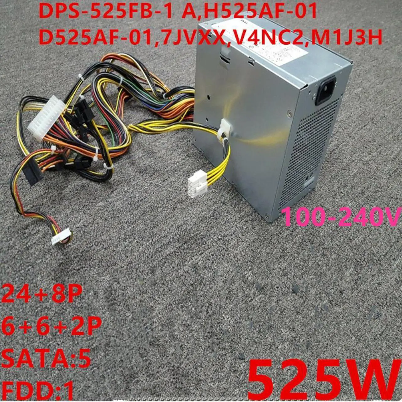 Main image of PSU For Dell T3500 XPS 9100 9000 525W Switching Power Supply DPS-525FB-1 A H525AF-01 D525AF-01 7JVXX V4NC2 M1J3H