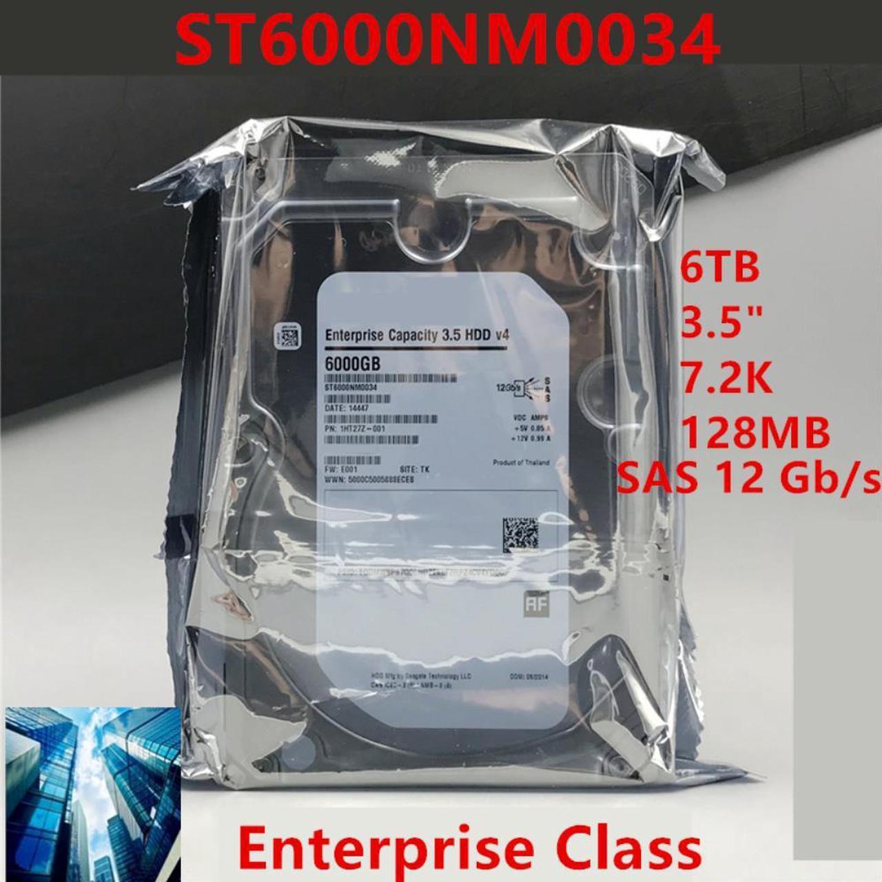 HDD For Seagate 6TB 3.5" SAS 12 Gb/s 128MB 7200RPM For Internal HDD For Enterprise Class HDD For ST6000NM0034