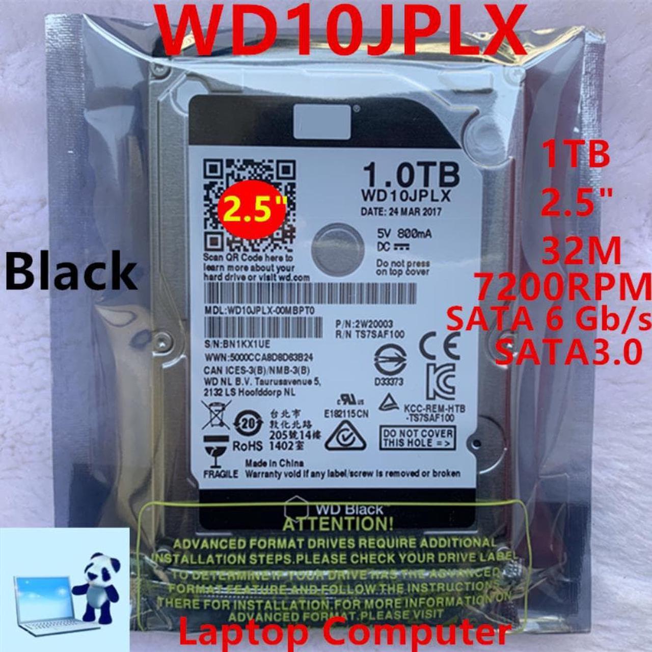 HDD For WD Black 1TB 2.5" SATA 6 Gb/s 32MB 7200RPM For Internal Hard Disk For Notebook Hard Drive For WD10JPLX