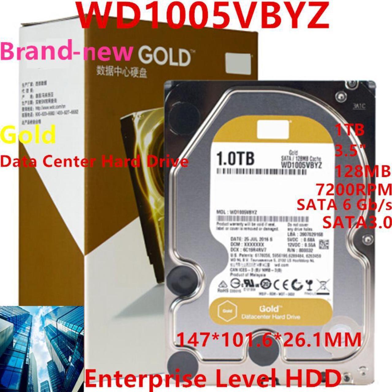 HDD For WD  Gold 1TB 3.5" SATA 128MB 7200RPM For Internal HDD For Enterprise Class HDD For WD1005VBYZ WD1005FBYZ