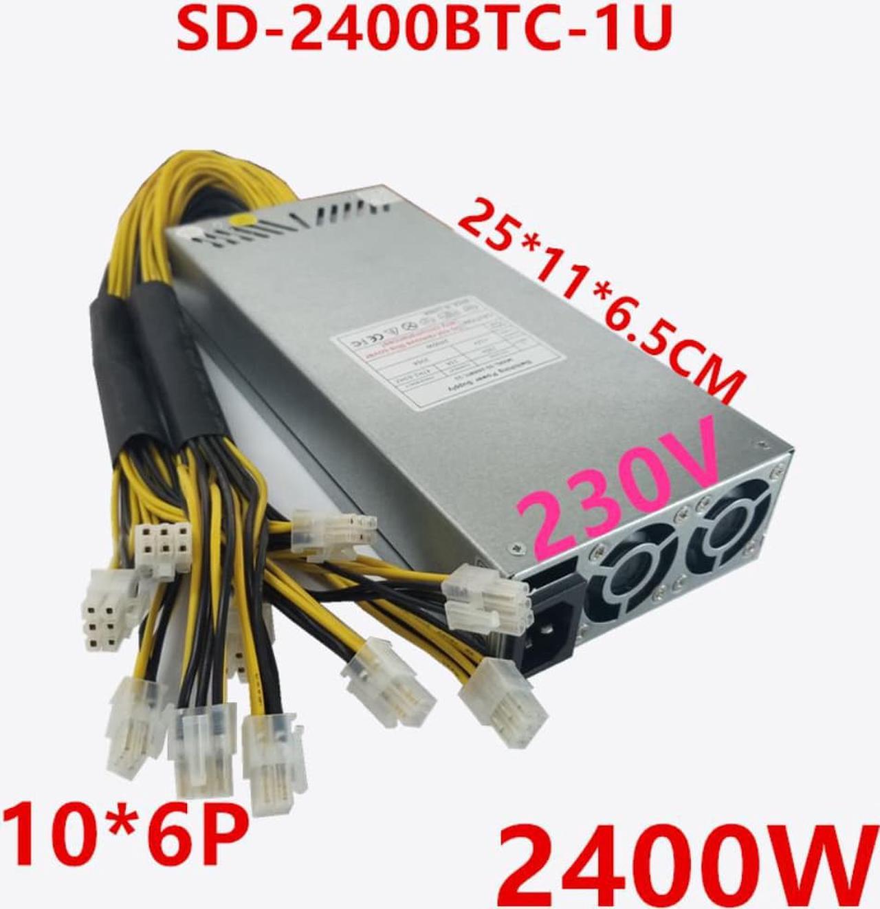 Miner PSU For R-Senda Single Channel 12V 10*6P 2400W Mining Power Supply SD-2400BTC-1U