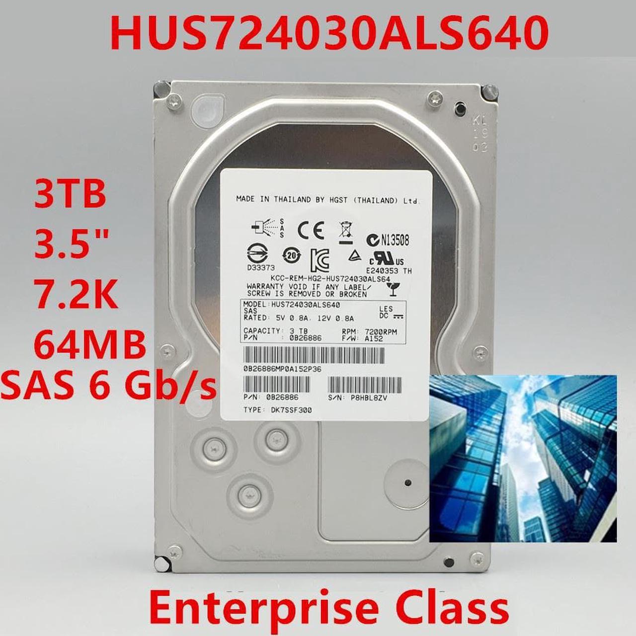 HDD For Hgst 3TB 3.5" SAS 6 Gb/s 64MB 7200RPM For Internal Hard Disk For Enterprise Class HDD For HUS724030ALS640