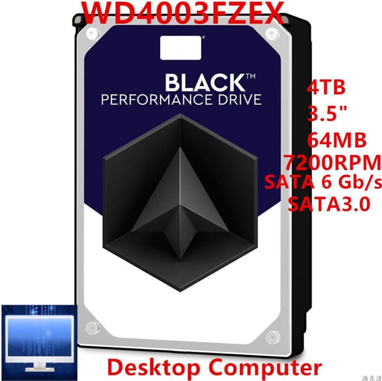 HDD For WD Brand Black 4TB 3.5" SATA 6 Gb/s 64MB 7200RPM For Internal Hard Disk For Desktop HDD For WD4003FZEX